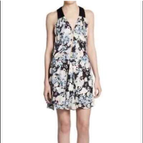 Parker Silk Floral Sleeveless Mini Wrap Dress S - Picture 1 of 5